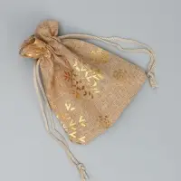 Мешочек подарочный холща &laquo;Золотые снежинки&raquo;, тиснение, 10 х 12 см +/- 1.5 см