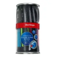 Ручка шариковая Berlingo. Color Zone stick, синий стержень, узел 0.7 мм, прорезиненный корпус, МИКС