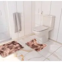 Коврики для ванной и туалета Доляна &laquo;Пушистик&raquo;, 2 шт., 38&times;40, 40&times;60 см, коричневые