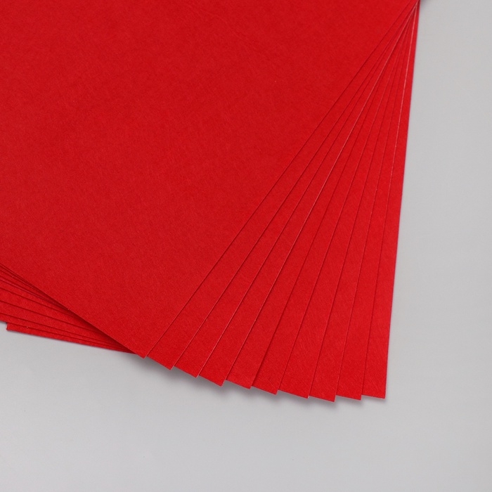 Фетр клеевой жёсткий "Красный" 1 мм (набор 10 листов) формат А4
