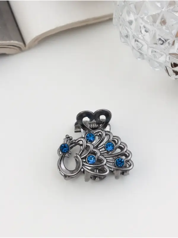 Крабик для волос «Синий туман», павлин, 2.5 см, серебро Крабик для волос «Синий туман», павлин, 2.5 см, серебро