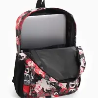 Рюкзак школьный на молнии, с карманами, с принтом, размер 30&times;13&times;42 см, красный/серый