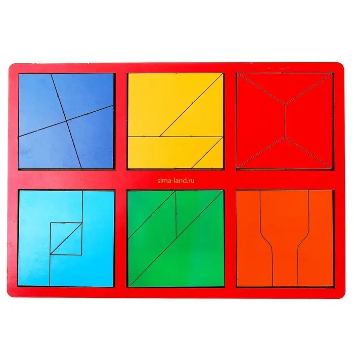 Головоломка геометрическая деревянная &laquo;Квадраты&raquo;, 2 уровень, 2 планшета