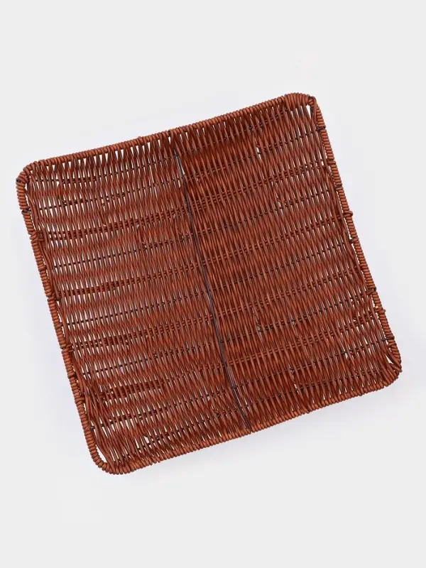 Корзинка для фруктов и хлеба Доляна &laquo;Огайо&raquo;, 31&times;31&times;8.5 см, квадратная, пластик, плетёная, коричневая