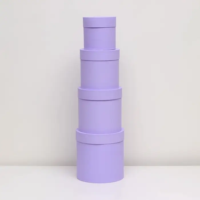 Набор шляпных коробок 4 в 1 &laquo;Светлая сирень&raquo; 21&times;21&times;21- 14&times;14&times;14 см
