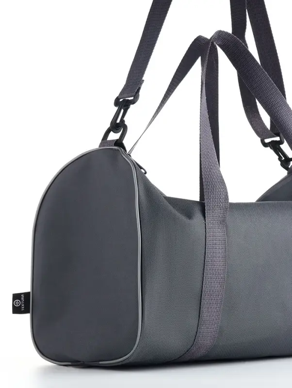 Сумка спортивная на молнии TEXTURA, с подкладкой, длинный ремень, маленький размер, с акцентным принтом, серая