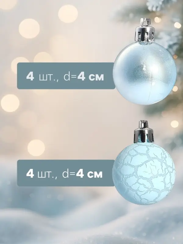 Ёлочные игрушки &laquo;Традиция&raquo;, шары новогодние, набор 20 шт., d=4 см, голубой