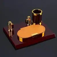 Набор настольный, органайзер 3 в 1 с визитницей, красное дерево