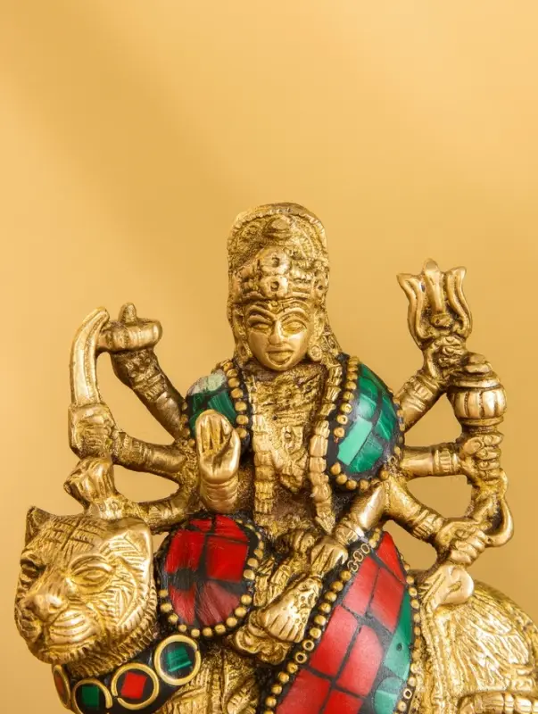 Сувенир "Дурга на тигре" латунь 6,5х10,5х11,5 см