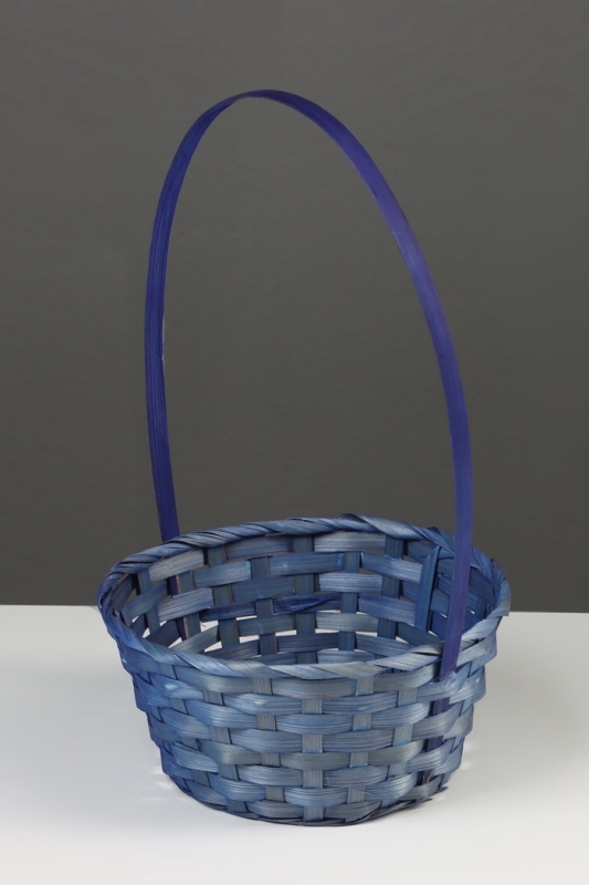 Корзина плетёная, 20×20×9 см, ручка h=25 см, бамбук, синий