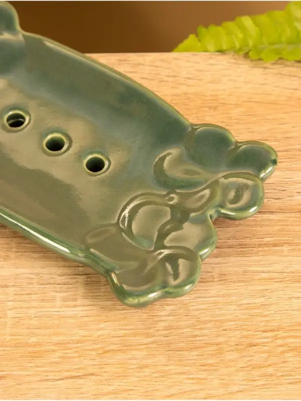 Мыльница &laquo;Цветочный мост&raquo;, 14.5&times;7.5&times;2 см, керамика, зелёная