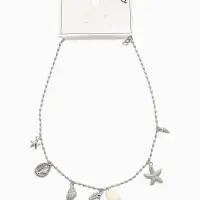 Колье "Летний вайб" морское дно, цвет белый в серебре