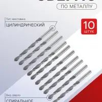 Сверло по металлу ТУНДРА, HSS, цилиндрический хвостовик, 6&times;95 мм,10 шт.