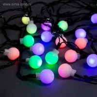 Гирлянда &laquo;Нить&raquo; 5 м с насадками &laquo;Шарики белые&raquo;, IP20, тёмная нить, 20 LED, свечение мульти (RG/RB), мигание, 220 В