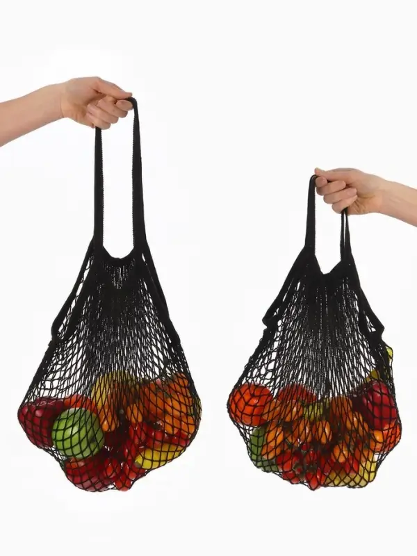 Набор 2 шт.: сумка-авоська плетёная, клетка 1.5 см, чёрная