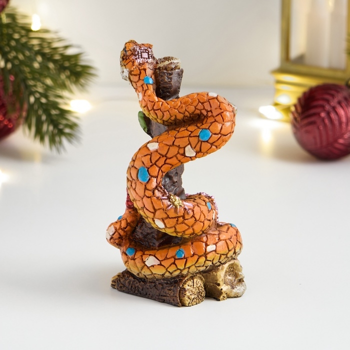 Фигура Фигура "Змея-мозаика с открытой пастью" 5х5х9см, цветная