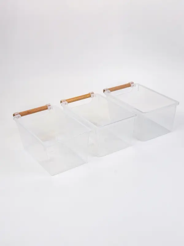 Корзины для хранения Wood Fusion, набор 3 шт.: 26&times;15.5&times;11.5 см, пластик, буковое дерево