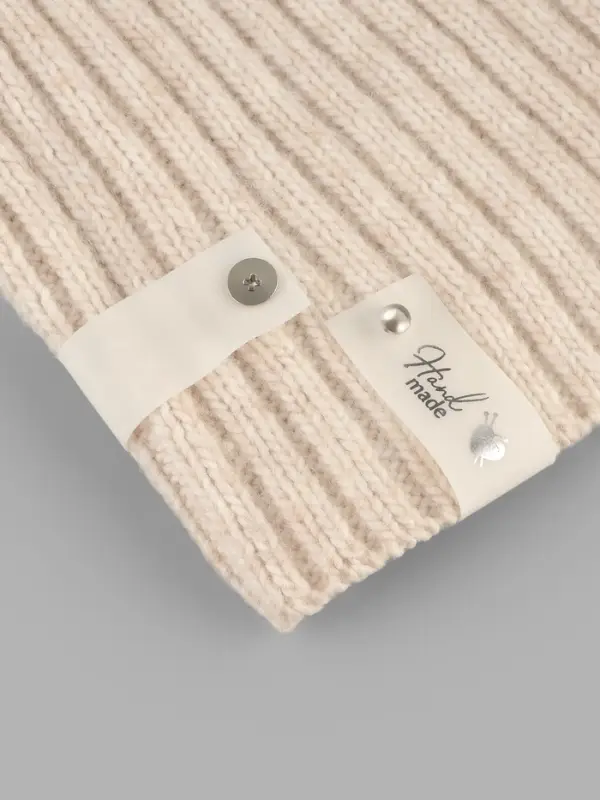 Бирка с кнопкой Hand made, 8&times;1.8 см, 10 шт., цвет серебряный, белый