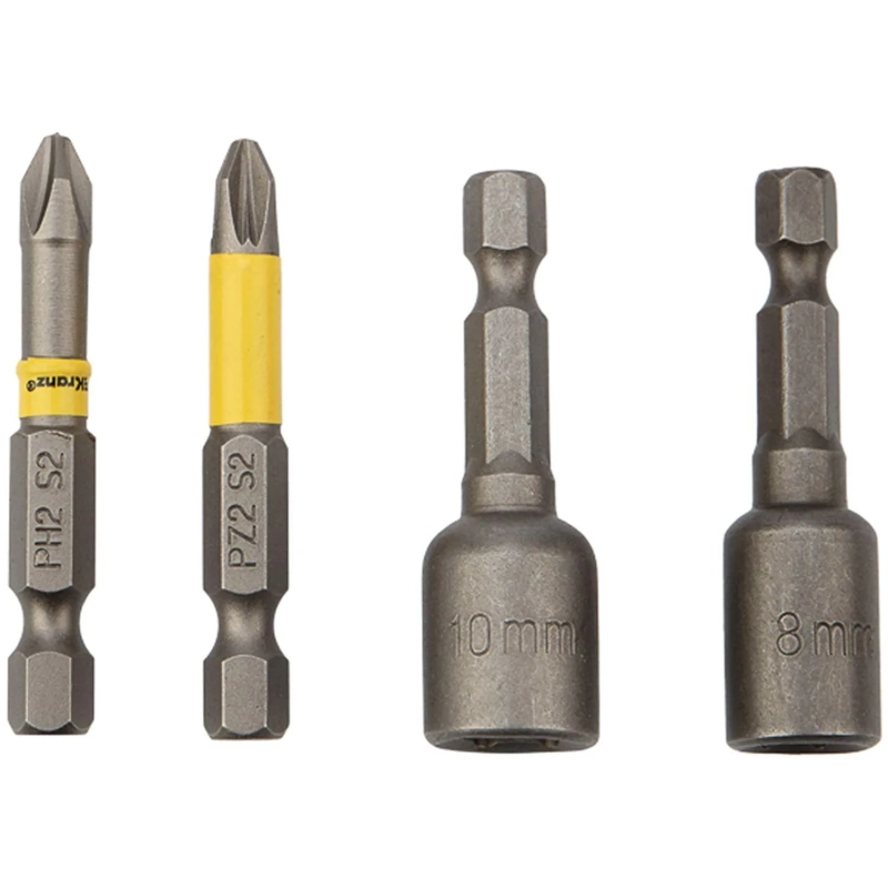 Набор бит нас.на шуруповерт PH2, PZ2 с магн.держ.50мм,гол.8 мм,10 мм Kranz