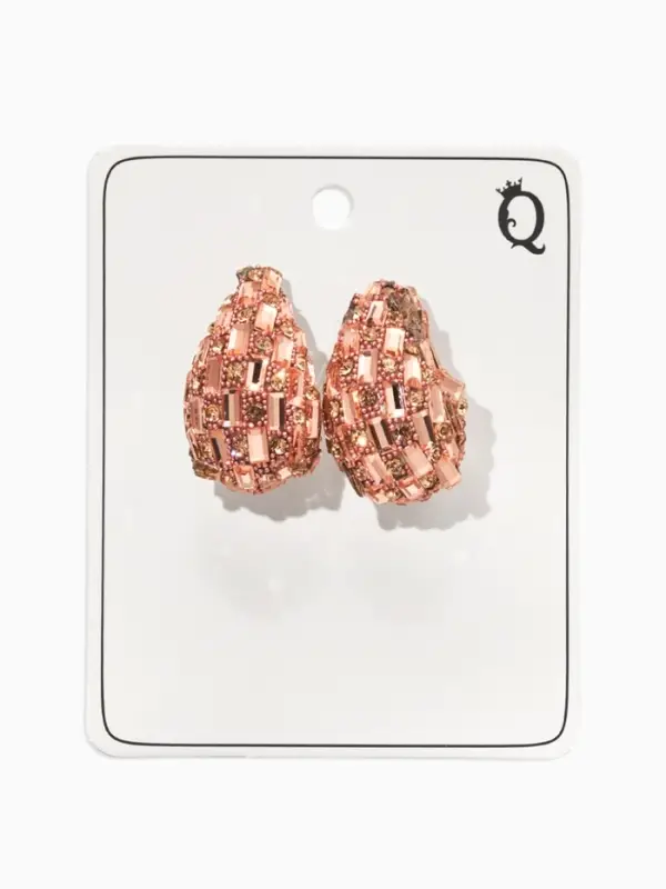 Серьги со стразами &laquo;Блеск&raquo; капля, цвет розовое золото