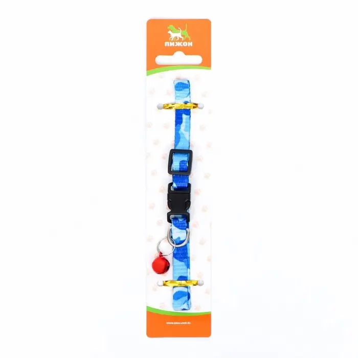 Ошейник Ошейник "Милитари" с бубенчиком, капрон, 30 х 1 см, синий