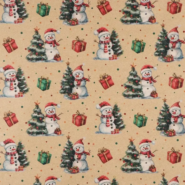 Бумага упаковочная крафтовая &laquo;Снеговички&raquo;, 50&times;70 см