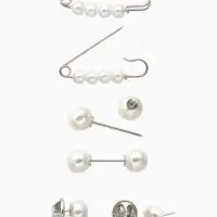 Набор булавок &laquo;Жемчужная нежность&raquo;, 6 шт. 3.5 см, белый в серебре