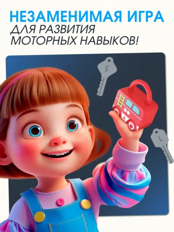 Развивающий набор &laquo;Машинки-замочки&raquo;, ключики, машины-помощники, 3+