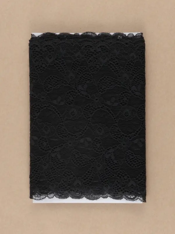 Кружевная эластичная ткань, 180 мм, 2.7&plusmn;0.5 м, чёрная