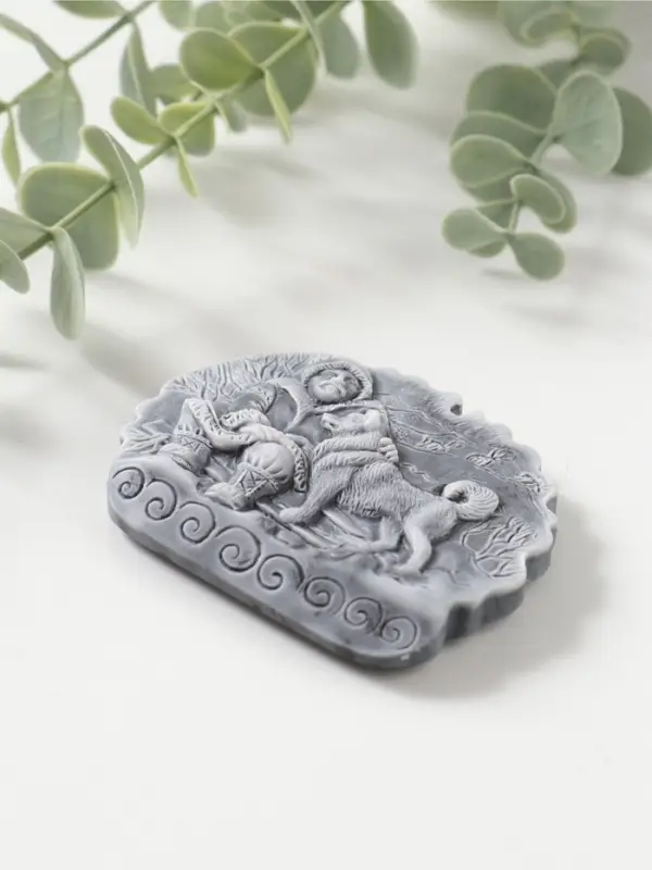 Магнит "С хаски на санях" (барельеф), 6,5см