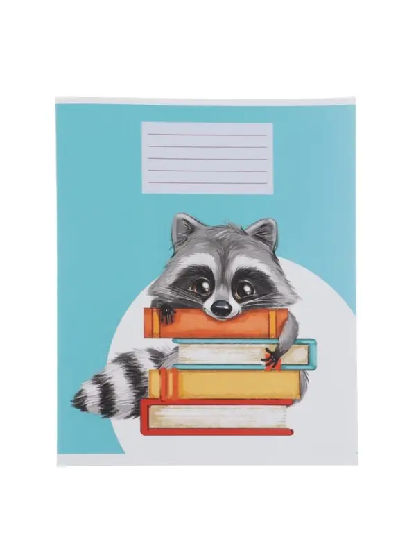 Комплект тетрадей из 10 штук, 18 листов в клетку Calligrata "Еноты", обложка мелованный картон, ВД-лак, блок офсет, 5 видов по 2 штуки