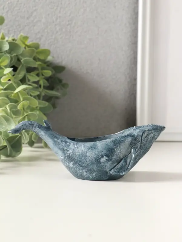 Подставка для мелочей "Кит" 6х14х5 см, гипс, серо-голубой