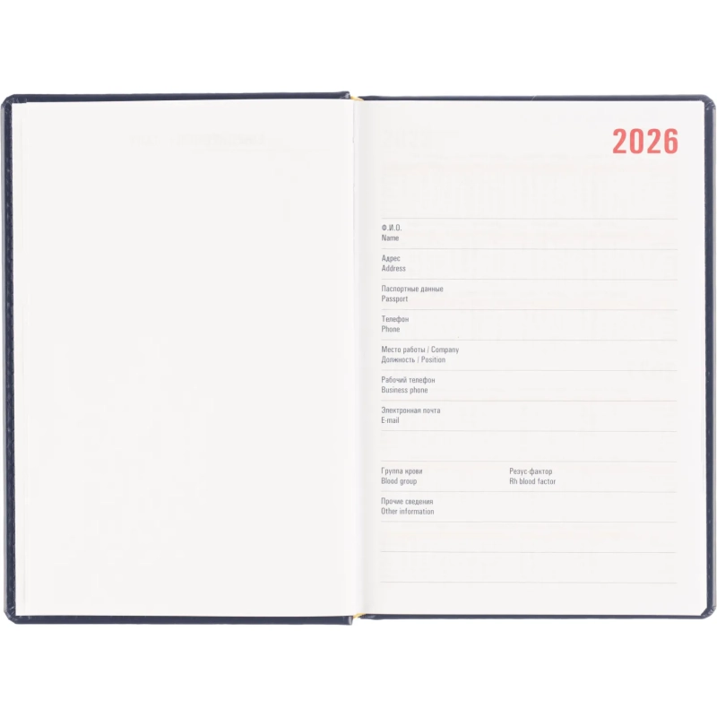 Ежедневник датированный 2026 АТТАСНЕ А5, 180л, 142х210мм, Каньон синий