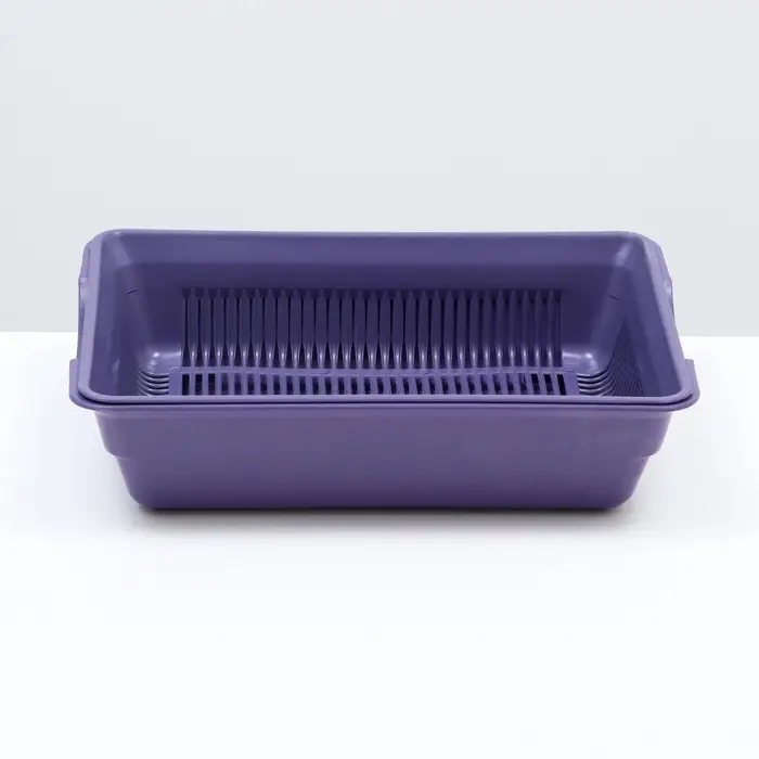 Туалет для кошек, 36&times;25&times;9 см, глубокий, с сеткой, пластик, фиолетовый