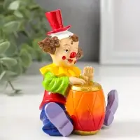Сувенир полистоун "Клоун с играет на барабане" яркий разноцветный 11 см