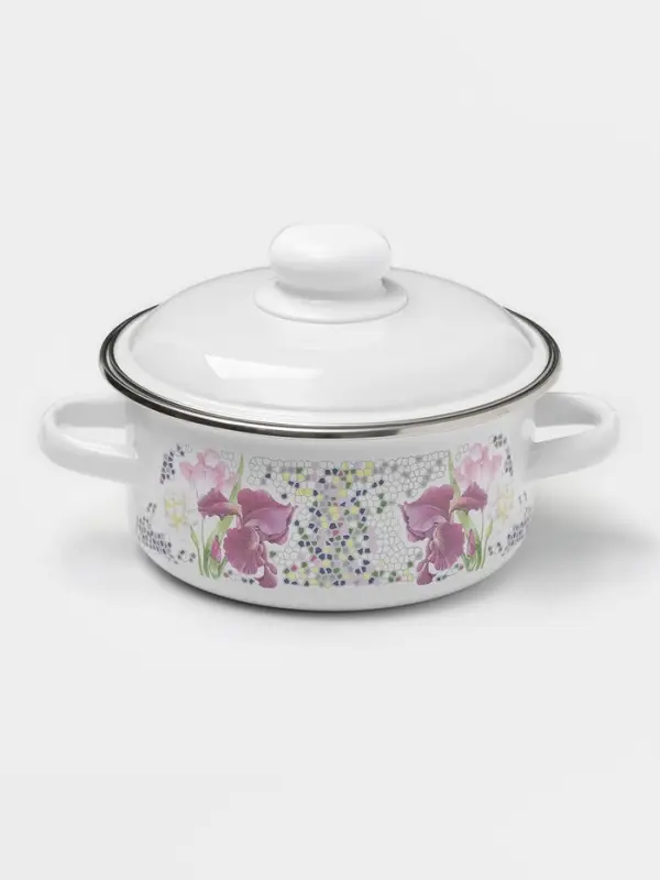 Кастрюля эмалированная &laquo;Мозаика&raquo; 1.5 л, d=15 см, индукция, белая