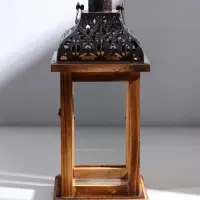 Деревянный подсвечник-фонарь на 1 свечу &laquo;Срезной крышей&raquo;, т. коричневый, 33&times;14.5&times;14.5 см