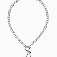 Кулон-цепь крупная "Вишня", цвет красный в серебре 40+удл