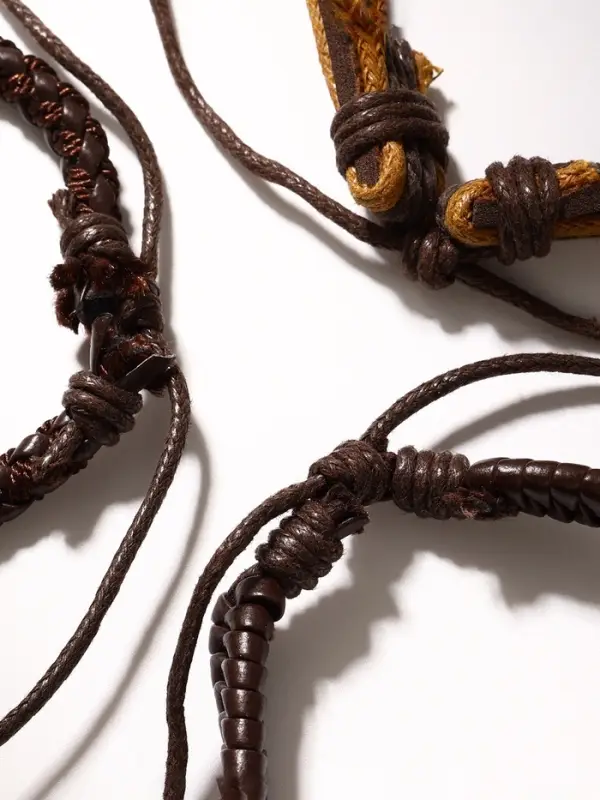 Набор браслетов &laquo;Фита&raquo;, 4 шт. кожа, коричневый, d=7.5 см