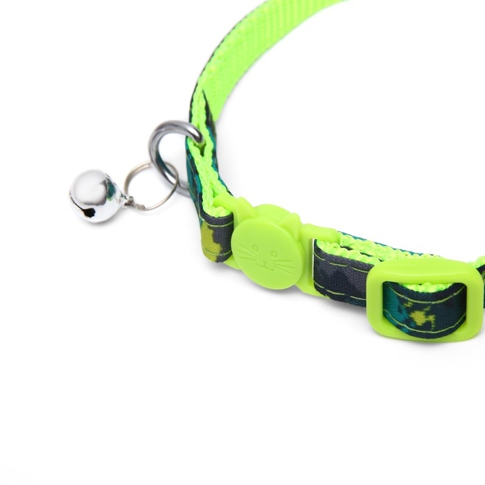 Ошейник кошачий с пряжкой в форме кошки, ширина 1 см, тёмно-зелёный Ошейник кошачий с пряжкой в форме кошки, ширина 1 см, тёмно-зелёный