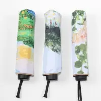 Зонт механический &laquo;Пейзаж&raquo;, эпонж, 4 сложения, 8 спиц, R=48/55 см, d=96 см, МИКС