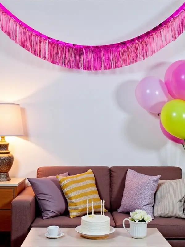 Гирлянда Гирлянда "Дождик" 3 метра с липким краем, цвет фуксия