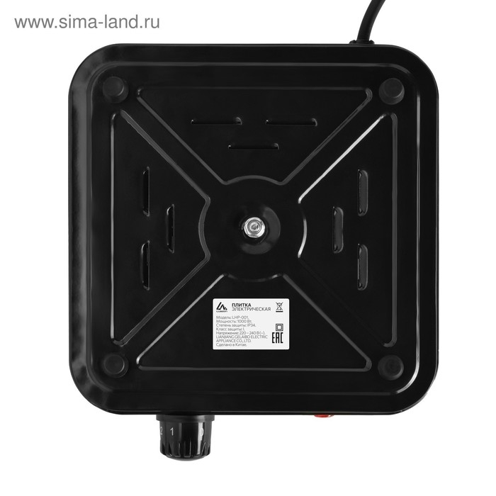 Плитка электрическая Luazon LHP-001, 1 конфорка, 1000 Вт, нагреватель спираль, черная Плитка электрическая Luazon LHP-001, 1 конфорка, 1000 Вт, нагреватель спираль, черная