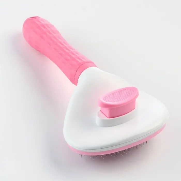 Пуходёрка Пижон Premium, 10&times;19 см, округлая, с самоочисткой, с каплями, пластик, розовая