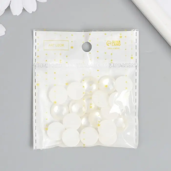 Топсы для творчества пластик  Топсы для творчества пластик "Круг" перламутр набор 20 шт d=1,4 см