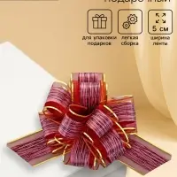 Подарочный бант - шар №5 &laquo;Узор&raquo;, красный, для упаковки подарков