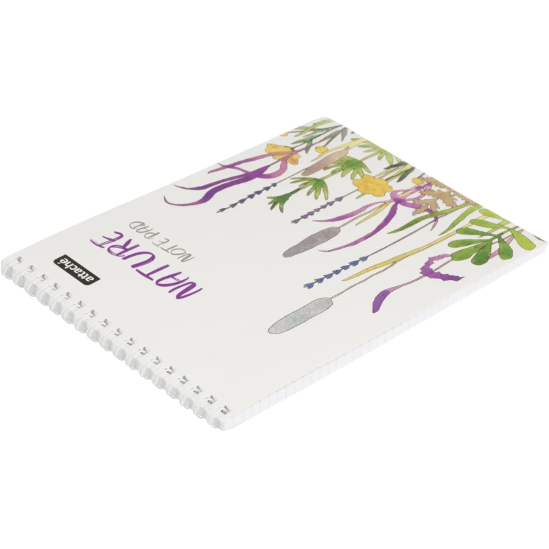Блокнот А5 60л Attache Nature White flowers клет,65г,100%,греб,карт,ВД-лак