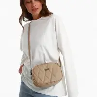 Сумка женская кросс-боди на молнии, 19&times;7&times;15 см, со стёжкой, бежевая