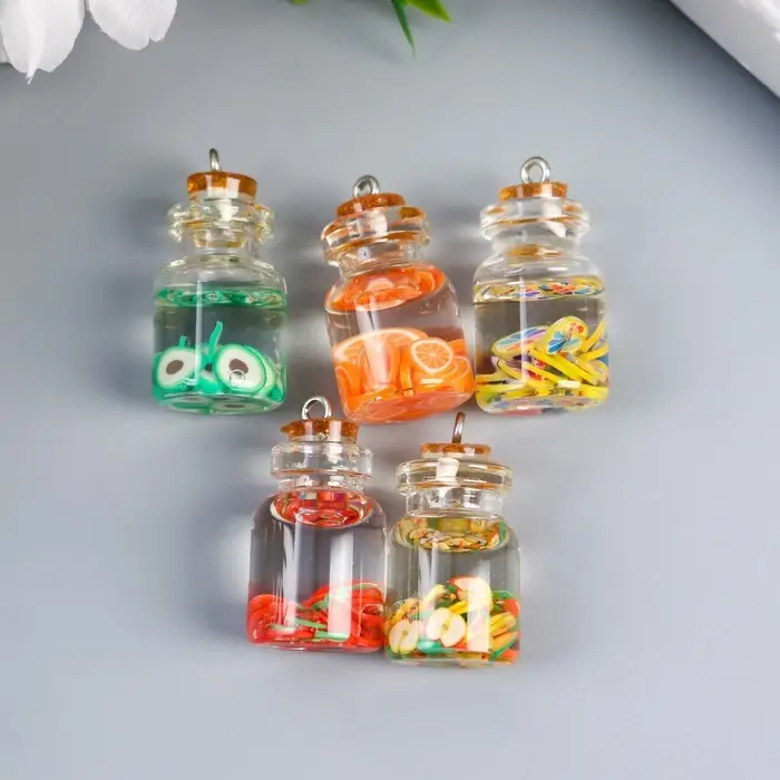 Подвеска для творчества стекло, пластик  Подвеска для творчества стекло, пластик "Фрукты в колбе" МИКС 2,8х1,5 см