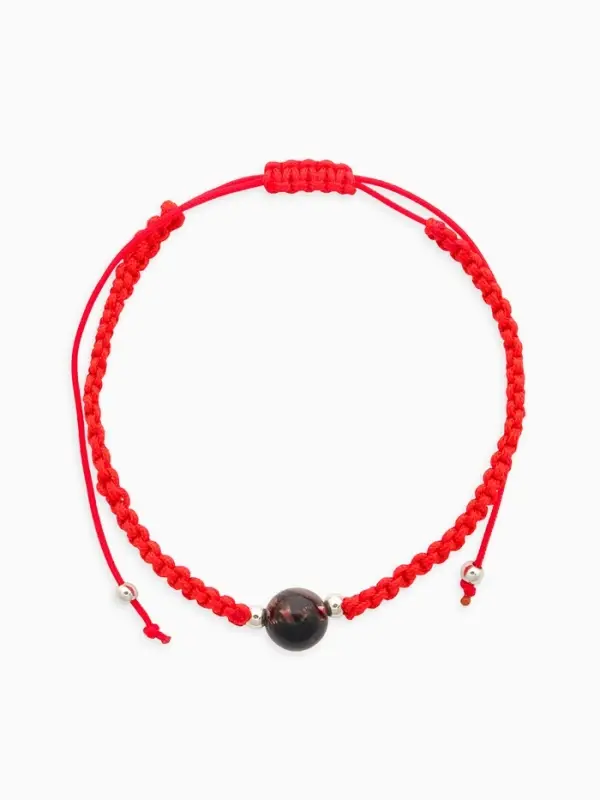 Браслет-оберег &laquo;Красная нить&raquo;, шар №8, цветной в серебре